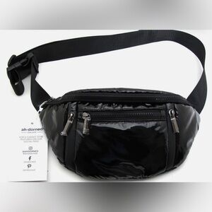 Ah.Dorned Bags | Nwt Ahdorned Black Shiny Puffy Liquid Nylon waist bag